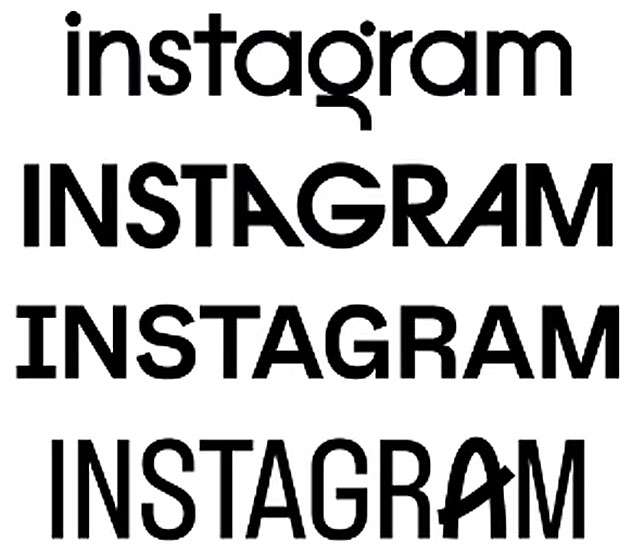 Alcune delle bozze scartate per il nuovo logotipo di Instagram
