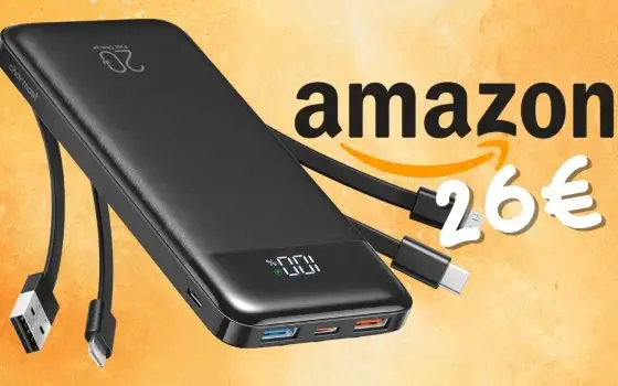Ricarica veloce per 5 device con questo Power Bank con cavi integrati