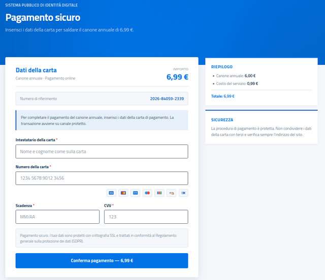 Il sito fake di SPID per la campagna di phishing