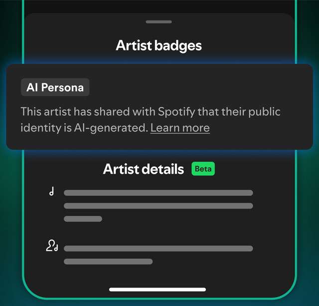 L'etichetta AI Persona su Spotify