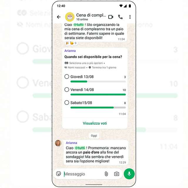 WhatsApp ha migliorato i sondaggi nelle chat di gruppo