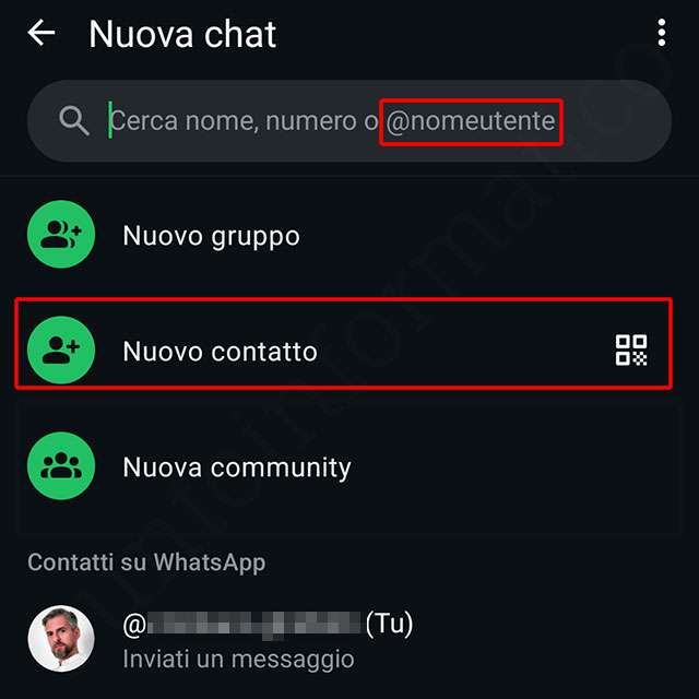 Come aggiungere un contatto su WhatsApp conoscendo il suo nome utente