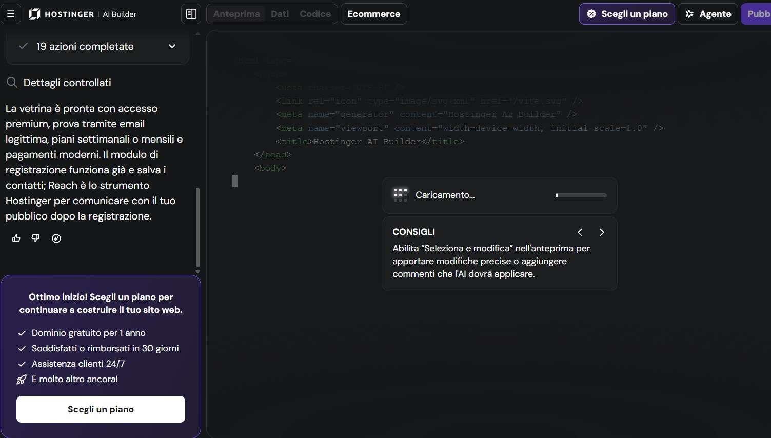 Website builder con AI