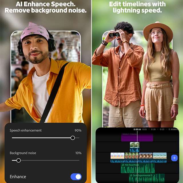 Screenshot per la versione Android di Adobe Premiere