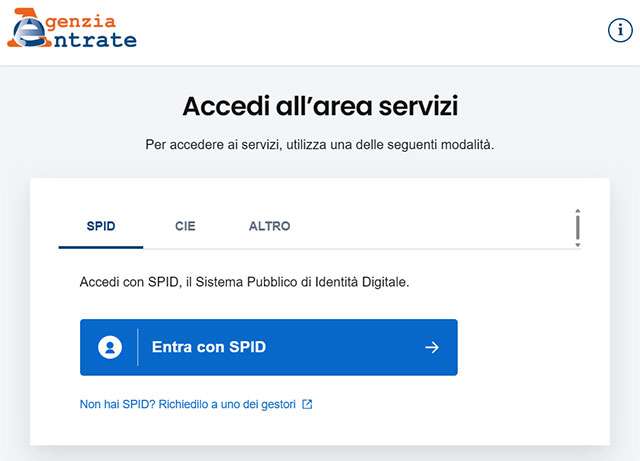 La richiesta di inserimento delle credenziali SPID
