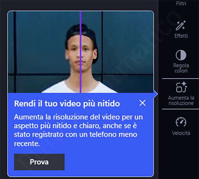 Come funziona la nuova funzionalità AI di upscaling in Clipchamp