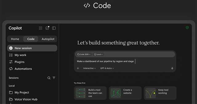 La nuova sezione Code di Copilot