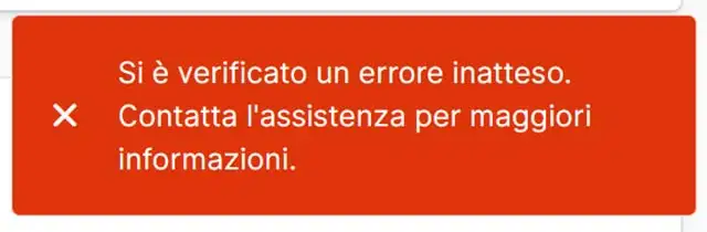 L'errore mostrato dalle piattaforme TeamSystem