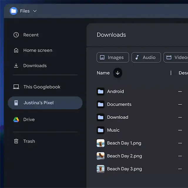 Il file manager dei Googlebook