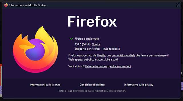 Abbiamo installato Firefox 157