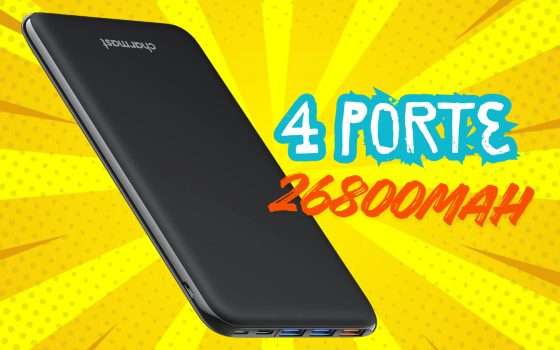 Power Bank ultra sottile con capacità da 26800mAh a pochissimo