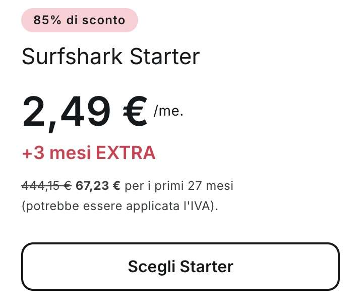 surfshark starter offerta
