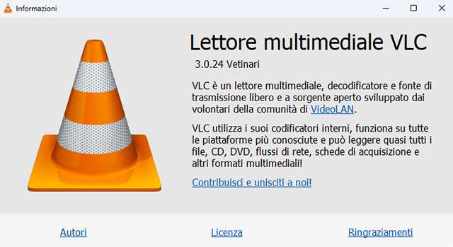 La nuova versione 3.0.24 di VLC