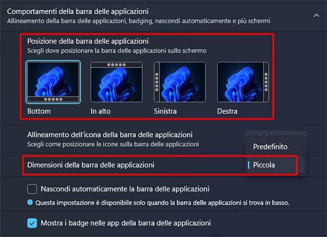 Windows 11 ora permette di muovere la barra delle applicazioni