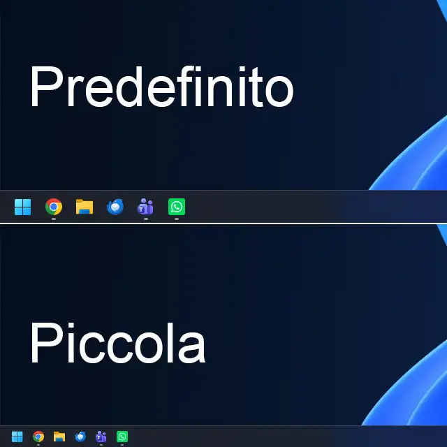 Le diverse dimensioni della barra delle applicazioni su Windows 11