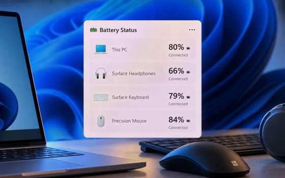 Windows 11, il widget che mostra la batteria di tutti i dispositivi