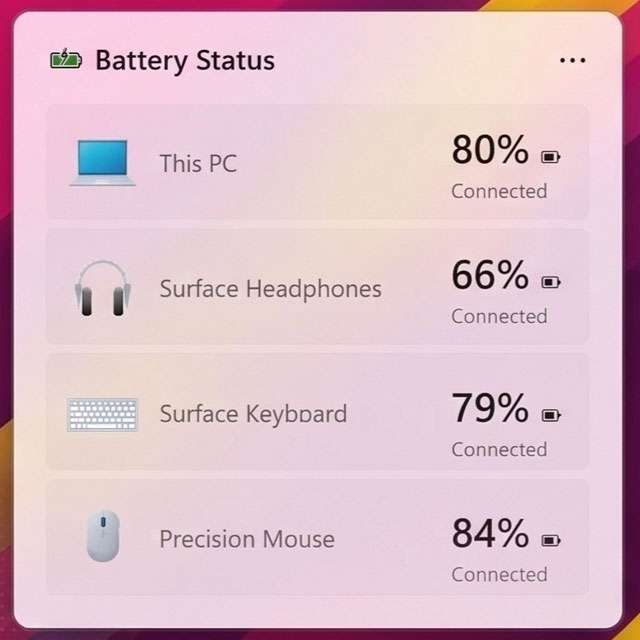 Un render per il nuovo widget della batteria su Windows 11