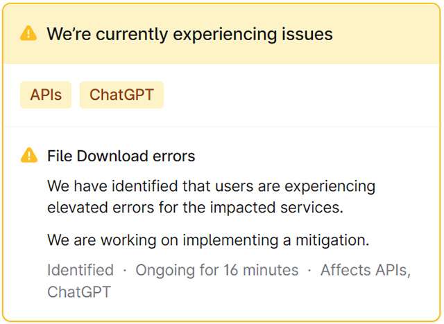 I problemi di ChatGPT il 19 ottobre 2026