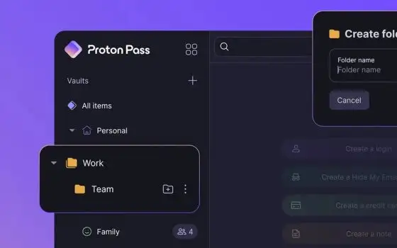 Proton Pass permette di organizzare i vault in cartelle