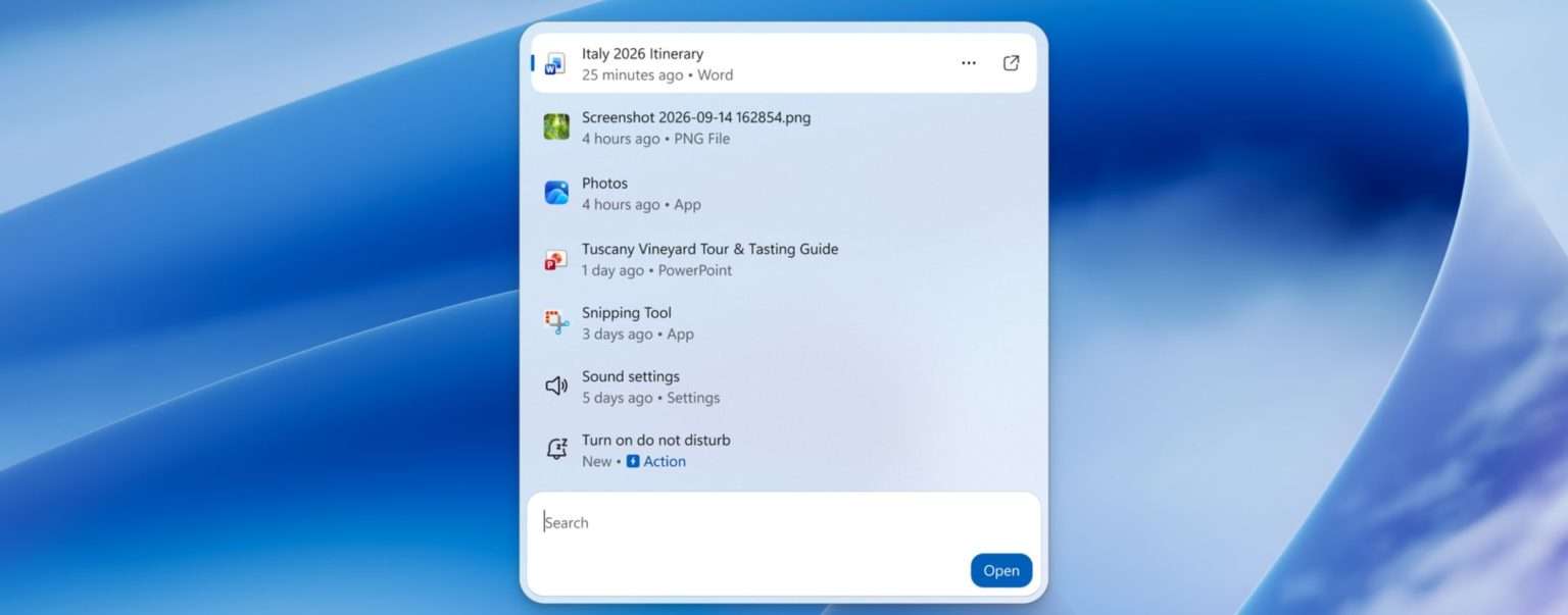 Anteprima: Windows 11: nuova funzione di ricerca con agente AI