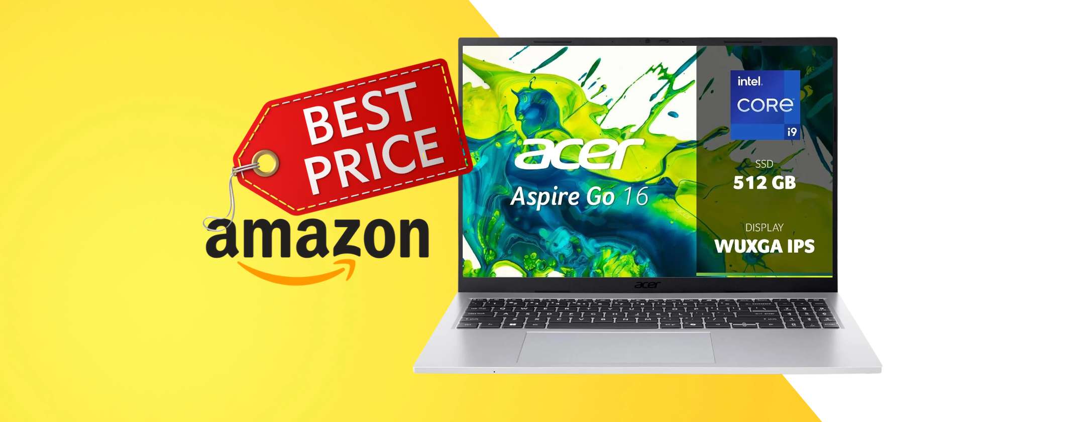 Acer Aspire Go 16 con Intel Core i9, 16GB di RAM DDR5 e SSD da 512GB