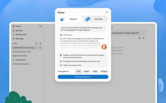 Duck.ai lancia i link di condivisione privata delle chat