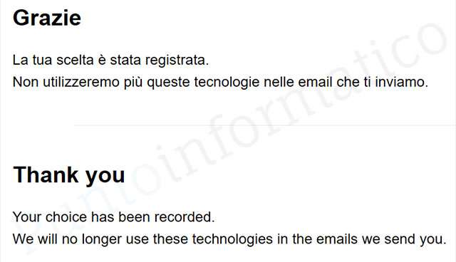 Fastweb permette di disattivare i tracking pixel nelle email