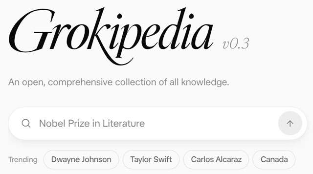 Il nuovo design di Grokipedia