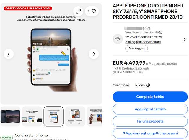 iPhone Duo in vendita su eBay a un prezzo folle