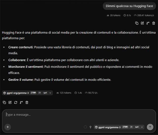 Un esempio di utilizzo per Llama Windows