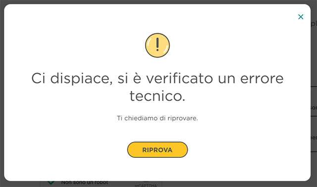 Errore nell'invio di una segnalazione a Mooney