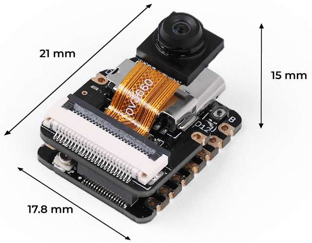 Le dimensioni del dispositivo Seeed Studio XIAO ESP32-S3 Sense