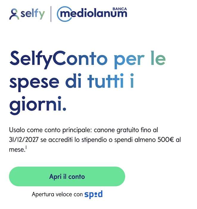 selfyconto conto online banca mediolanum