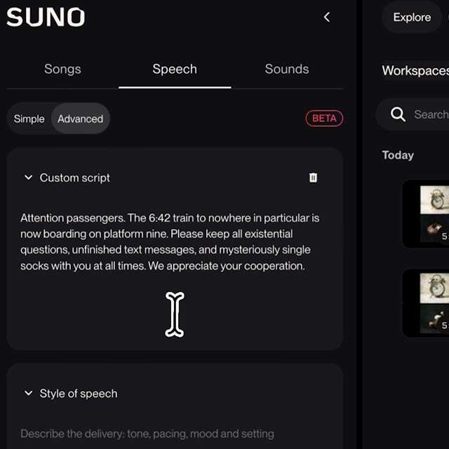 Come funziona Suno Speech