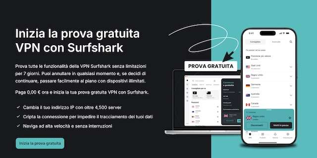 surfshark vpn prova gratuita 7 giorni