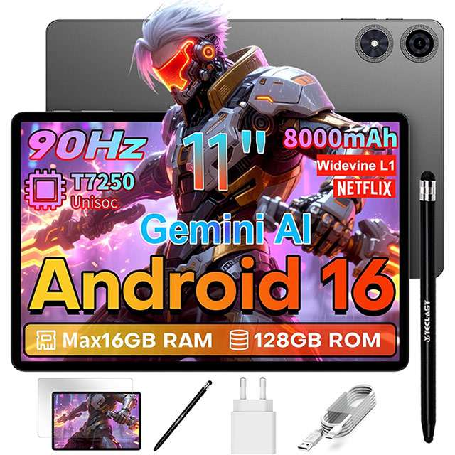 Il tablet Teclast P50T e gli accessori inclusi nel bundle