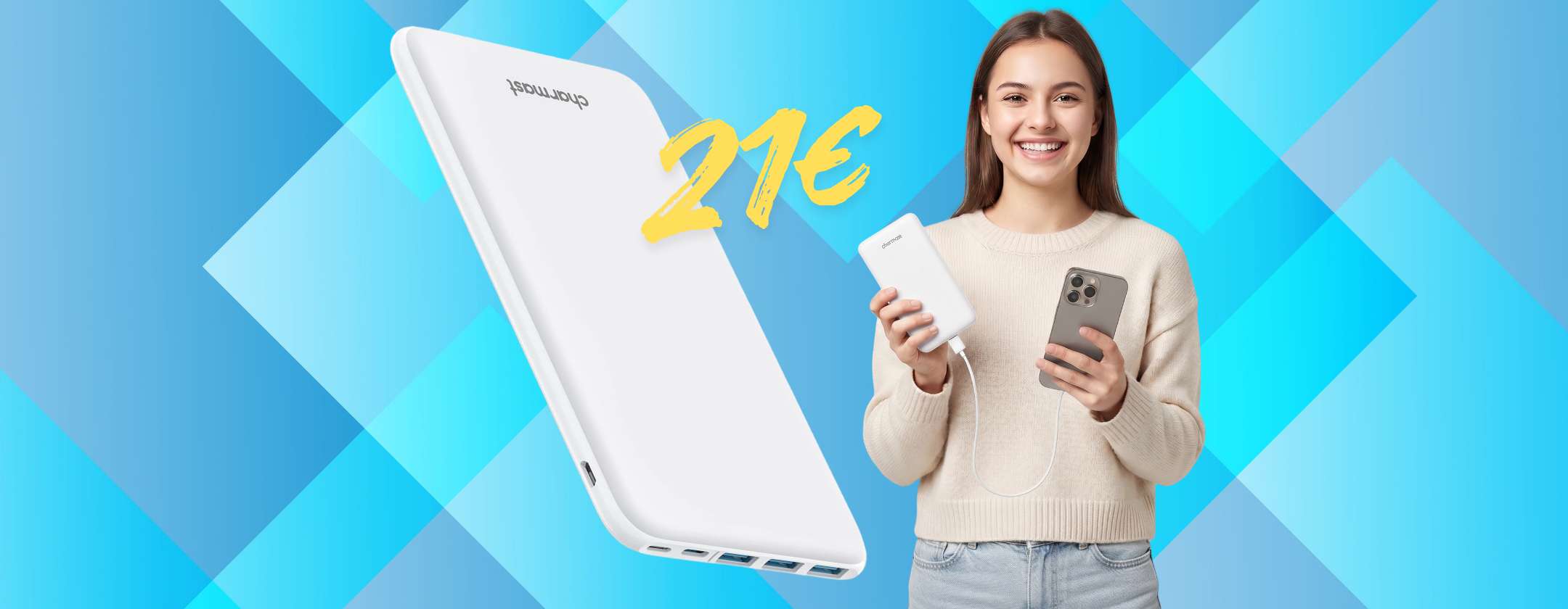 Ultra sottile e leggerissimo Power Bank da 26800mAh: la batteria non muore mai