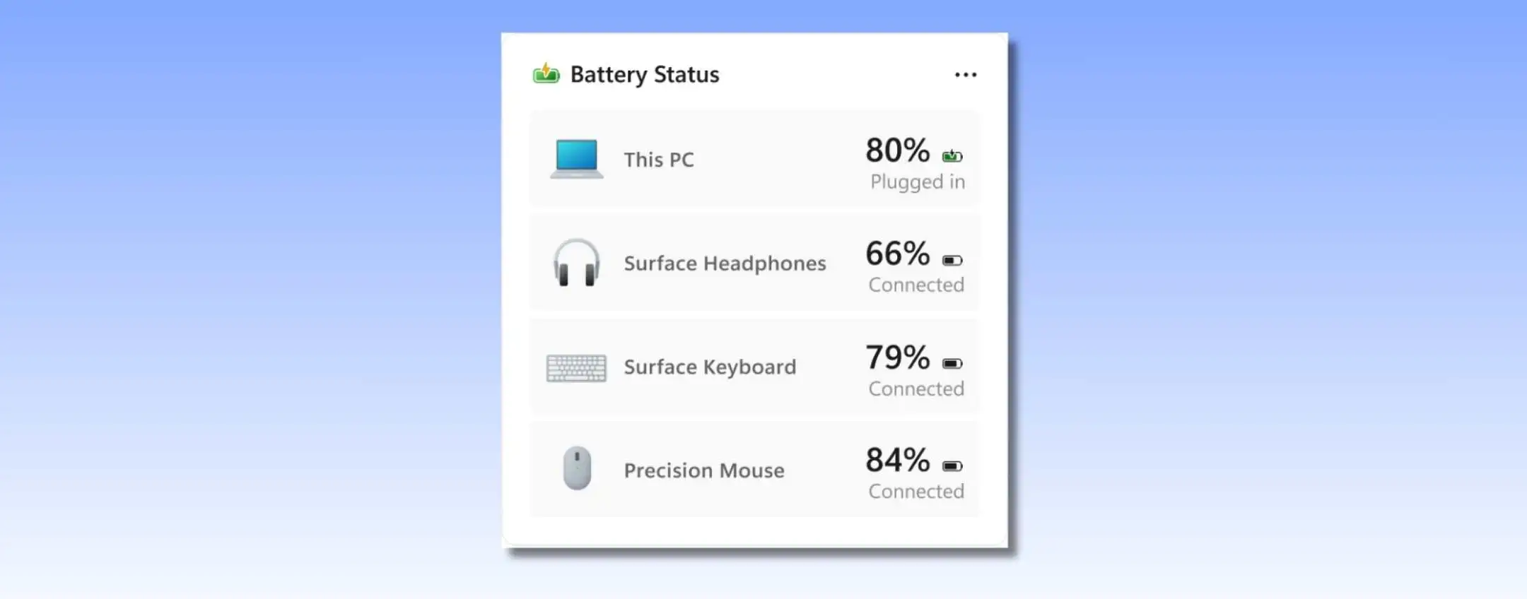 Widget Battery Status su Windows 11